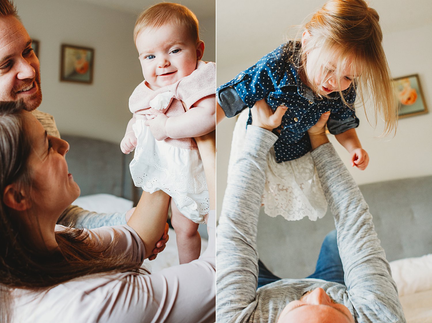 Lifestyle photos of parents playing with young children